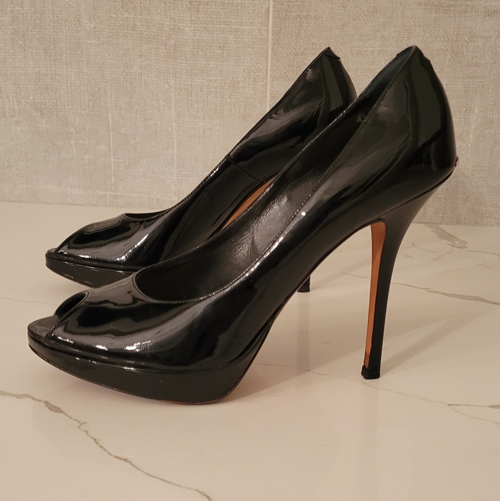 Christian Dior Patten Leather Peep toe stilletos